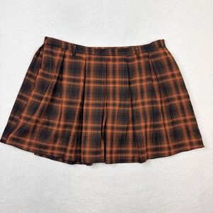 Hot Topic Plaid Pleated Mini Skirt Orange Black Size 2X Goth Schoolgirl Alt